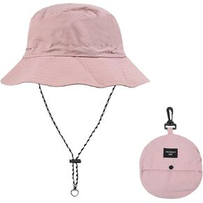 Waterproof Bucket Rain Hat with Chin Strap, Packable Sun Hat for Men Women Summer Lightweight Hiking Fishing Cap