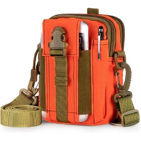 IronSeals Tactical Molle Phone Pouch Compact Utility Gadget Belt Waist Bag with Shoulder Strap for iPhone 15 Pro Max/14 Pro Max/13 Pro Max/13 Pro/13/12 Pro Max with Slim Case On
