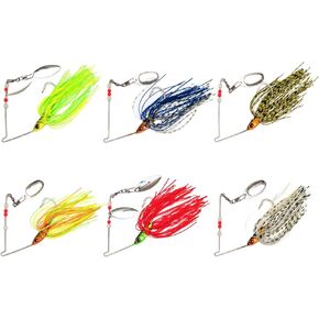 Spinnerbait Fishing Lures, 6Pcs Pearl Shiner Spinner-Bait Set, Metal Spinner Baits, Hard Fishing Lure for Bass, Salmon, Pike, Trout