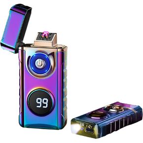 Electric Lighter,USB Type-C Arc Rechargeable Lighters,Windproof Lighter,Cool lighters for Men,Utility Lighter with LED Display and LED Emergency Lights for Aroma Candle,Camping(Black)