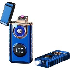 Electric Lighter,USB Type-C Arc Rechargeable Lighters,Windproof Lighter,Cool lighters for Men,Utility Lighter with LED Display and LED Emergency Lights for Aroma Candle,Camping(Black)