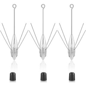 3 Pcs Sputnik Sinker Long Tail Fishing Weight Equipment, Saltwater Surf Casting Catfish Sinkers, Beach Sea Ocean Sand Fishing Spider Sinker(Silver)