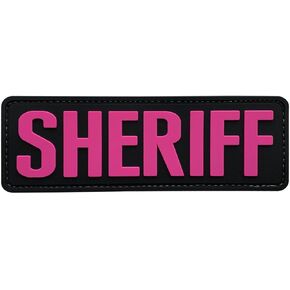 Large Sheriff Patch PVC 8.5x3 inches Subdued Black and Gray Grey with Hook Back for Tactical Vest Plate Carrier Bags Backpacks (Black and Gray)