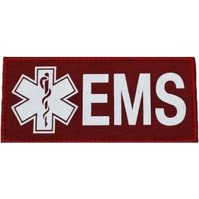 JFFCESTORE Reflective EMS EMT Patches, Tactical Medical Patches with Hook-Fastener Backing (Black, 8.7 * 2.96in)