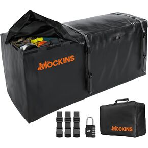 Mockins XL 40 CuFt Tow Hitch Cargo Carrier Bag | 84"x24"x34" Waterproof Cargo Bag for Hitch Carrier | Car Carrier Trailer Bag | Waterproof Cargo Bag for Truck Bed Storage with Straps, Lock & Carry Bag