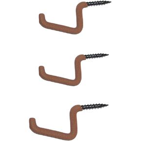 HME Compact Accessory Rubber-Coated Steel Hook Holder | Angled to Eliminate Accidental Drops | Sharp Tip | 3 Pack (Blister)