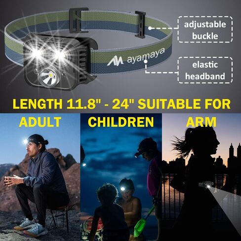ayamaya Rechargeable Headlamp LED Head Lamps 6 Modes with Sensor -500 Lumens Super Bright IPX4 Waterproof USB Headlights with Adjustable Headband for Adults and Kids - Running, Hiking & Camping in Saudi Arabia