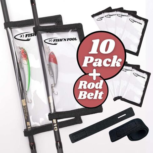 FISH'N Fool Fishing Lure Wraps, 10 Packs Lure Cover, Saltwater Resistant Fishing Gear, Fishing Hook Covers, Durable & Clear PVC Keeps Fishing Safe, Easily See Lures, Two Sizes Included, Great Value in Saudi Arabia