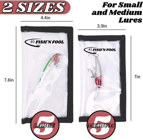 FISH'N Fool Fishing Lure Wraps, 10 Packs Lure Cover, Saltwater Resistant Fishing Gear, Fishing Hook Covers, Durable & Clear PVC Keeps Fishing Safe, Easily See Lures, Two Sizes Included, Great Value in Saudi Arabia