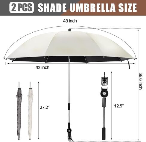 طقمان من كرسي الشاطئ مع مظلة، كرسي تخييم قابل للاستلقاء مع مسند للقدمين، مظلة كرسي قابلة للتعديل مع مشبك، عامل حماية من الشمس 50+، كرسي استرخاء شبكي قابل للطي للاستخدام في الهواء الطلق (رمادي، أبيض، أكسفورد) in Kuwait