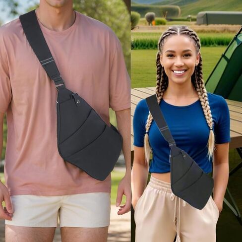 Slim Sling Bag Cross body Bag, Anti Theft Travel Bag, Multi-pocket Chest Shoulder Bag for Women Men in Saudi Arabia