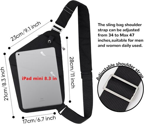 Slim Sling Bag Cross body Bag, Anti Theft Travel Bag, Multi-pocket Chest Shoulder Bag for Women Men in Saudi Arabia
