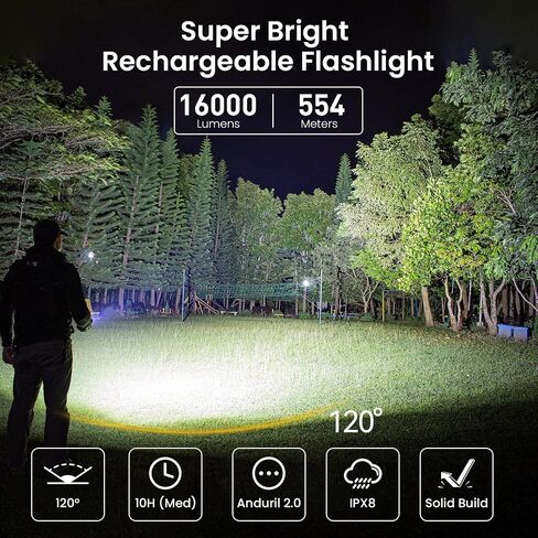sofirn Q8 Plus Super Bright Flashlight max 16000 Lumens, Rechargeable Powerful Flashlight with High Powered 6* LED, Anduril 2 UI, Ultra-Long Runtime for Camping, Searching, Survival, Emergency in Saudi Arabia