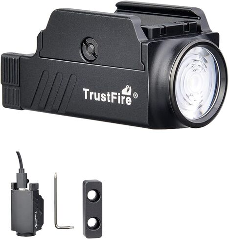 ضوء مسدس، ضوء سلاح 800 لومن، أضواء مسدس قابلة لإعادة الشحن عبر USB، مصباح يدوي سريع التحرير، متوافق مع Glock 17 و19، مناسب لمعيار 1913 وسكة Picatinny (TrustFire GM23) in Kuwait