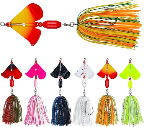 Bass Fishing Lures Kit - 6pcs Buzzbait Lures Bass Spinnerbait Fishing Lures Buzz Bait Swim Jigs Metal Spinner Baits for Bass in Saudi Arabia