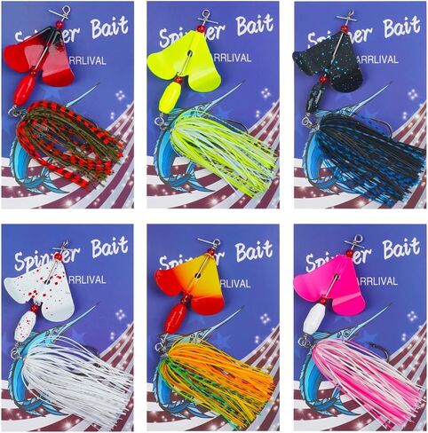 Bass Fishing Lures Kit - 6pcs Buzzbait Lures Bass Spinnerbait Fishing Lures Buzz Bait Swim Jigs Metal Spinner Baits for Bass in Saudi Arabia
