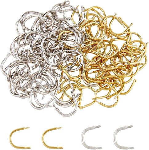 SUPERFINDINGS 120Pcs 2 Colors Brass Fishing Spinner Clevis U Shaped Spinnerbait Clevis Easy Spin Spinner Clevis Spinner Blade Clevis for Lure Making, Hole: 1mm in Saudi Arabia