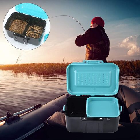 Maggot Boxes For Fishing,Portable Fishing Lure Box Case Live Lure Bait Hook Carrying Case Worm Fishing Tackle Box with Interlayer Fishing Bait Case Tackle Boxes worm containers for fishing worm in Saudi Arabia