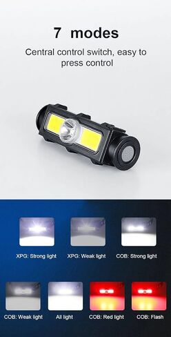 مصباح أمامي LED بقوة 80000 لومن قابل لإعادة الشحن من Junchi، مصابيح أمامية COB فائقة السطوع مع 7 أوضاع، مقاومة للماء، دوران 90 درجة، شعلة رأس مغناطيسية بدون استخدام اليد للجري والمشي لمسافات طويلة والتخييم والإصلاح in Saudi Arabia