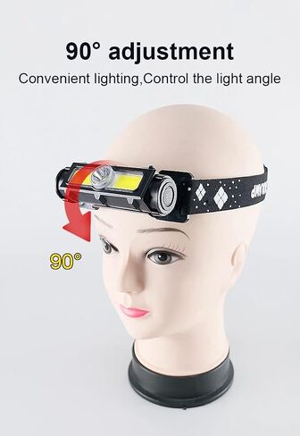 مصباح أمامي LED بقوة 80000 لومن قابل لإعادة الشحن من Junchi، مصابيح أمامية COB فائقة السطوع مع 7 أوضاع، مقاومة للماء، دوران 90 درجة، شعلة رأس مغناطيسية بدون استخدام اليد للجري والمشي لمسافات طويلة والتخييم والإصلاح in Saudi Arabia