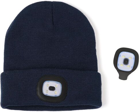 Christmas Gifts for Men Unisex LED Beanie with Two Lamps Hands Free Kint Headlamp Hat with Light (Black) in Saudi Arabia
