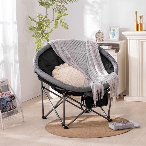 UMINEUX Oversized Camping Chair, Heavy-Duty Saucer Chair for Adults, 350 lb. Capacity, Padded, Folding, Portable large Cozy Circle Chair with storage Bag for Outdoor, Patio, Balcony in Saudi Arabia