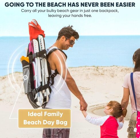 Folding Chair Carrying Bag - Large Beach Chair Backpack Fits 2 Beach Chairs, Sun Umbrella, Towels & More Beach Accessories Must Haves - Beach Chair Carrying Bag - Perfect Family Beach Bag in Saudi Arabia