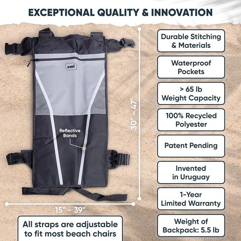 Folding Chair Carrying Bag - Large Beach Chair Backpack Fits 2 Beach Chairs, Sun Umbrella, Towels & More Beach Accessories Must Haves - Beach Chair Carrying Bag - Perfect Family Beach Bag in Saudi Arabia