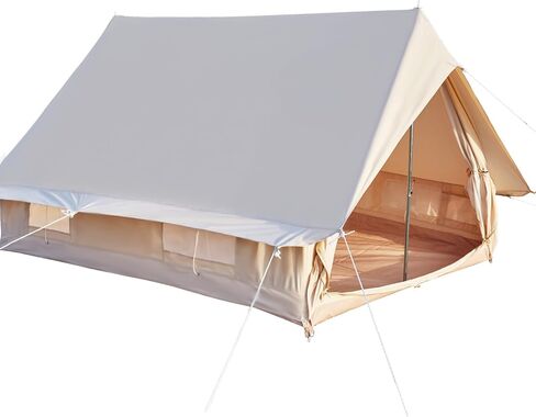 Double Door Canvas Tent, 4-person Rainproof Camping Bell Tent with Windows, All Season Glamping Tent, Easy Set-Up, Family-Friendly Tent and Ready for Thrills, Outdoor Luxury in Saudi Arabia