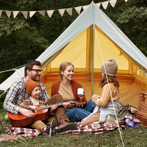 Double Door Canvas Tent, 4-person Rainproof Camping Bell Tent with Windows, All Season Glamping Tent, Easy Set-Up, Family-Friendly Tent and Ready for Thrills, Outdoor Luxury in Saudi Arabia