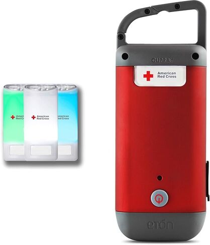 Eton - American Red Cross LED Flashlight Pack of 2, Clipray Crank-Powered Flashlight & Charger Pack of 2 in Kuwait