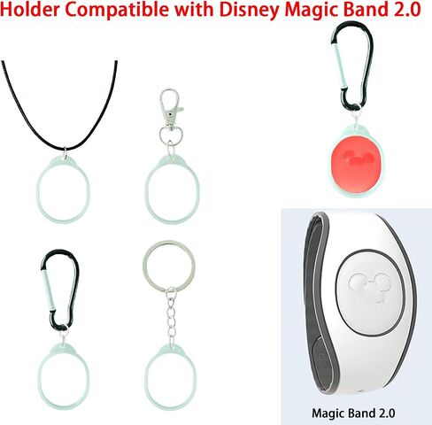 4 PCS Holder Compatible with Disney Magic Band 2.0, Keychain/Clip/Carabiner/Pendant Accessories Compatible with Disney Parks Magicband（Glow in the Dark） in Saudi Arabia