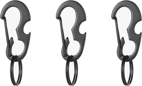 3 قطع صغيرة من نوع D مشبك حلقة تسلق صغير عالي التحمل للتخييم في الهواء الطلق فتاحة زجاجات بإبزيم تسلق الجبال باللون الأسود in Kuwait