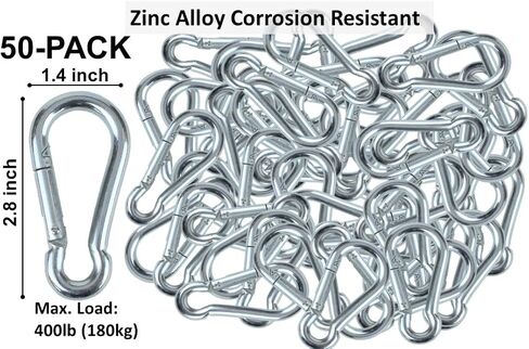 | 50 Pack and 100 Pack | Bulk Heavy Duty Carabiner Snap Clip Hooks |Black, Zinc and Stainless | Contractors, Gyms, Fitness Centers, Business, Industrial in Saudi Arabia