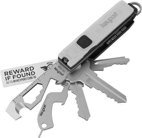 Keyport Pivot 2.0 Essential Plus Kit - Premium Key Organizer + Keychain Flashlight + Bottle Opener Multitool + Lost & Found ALL-IN-ONE | Modern Key Holder | Multi-Tool Keychain | Aluminum (Red) in Saudi Arabia