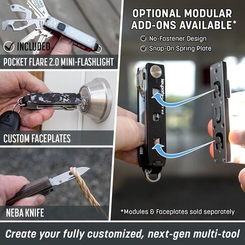 Keyport Pivot 2.0 Essential Plus Kit - Premium Key Organizer + Keychain Flashlight + Bottle Opener Multitool + Lost & Found ALL-IN-ONE | Modern Key Holder | Multi-Tool Keychain | Aluminum (Red) in Saudi Arabia