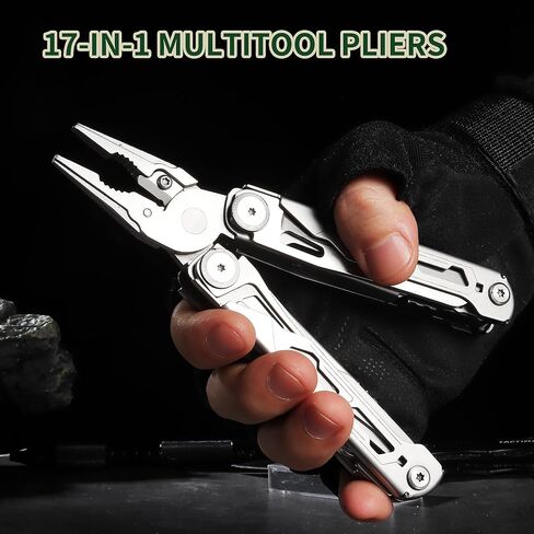 Multitool Pliers, 17-In-1 Heavy Duty Survival Multi-Tool with Sheath, Perfect Gadgets for EDC Survival Camping Hiking, Stocking Stuffers and Gifts for Men in Kuwait
