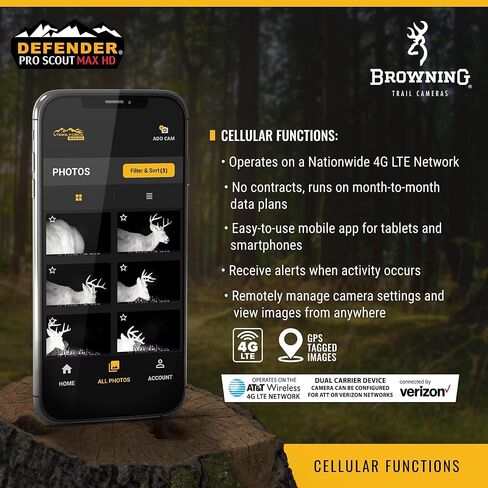 Browning Trail Cameras Defender Pro Scout Max HD 24MP Dual SIM Cellular Trail Camera - Ultra High Gain Antenna, Smart Infrared Video, 100' Detection Range & Smartphone App Compatibility (OVIX Camo) in Saudi Arabia