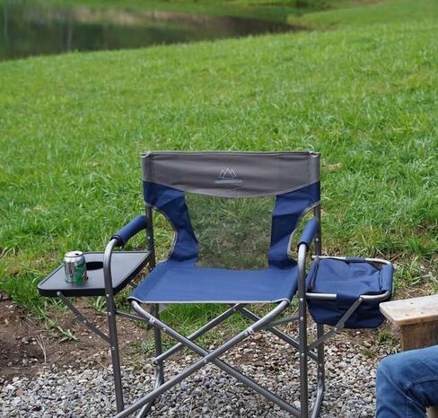Foldable Cooler Chair with Attached Side Table for Camping/Hiking/Backpacking by Caddis Sports, Inc. (Navy) in Saudi Arabia