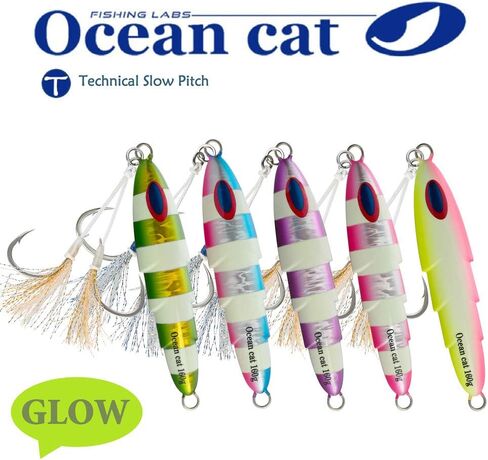 OCEAN CAT 1 قطعة من الرصاص المعدنية المسطحة ذات السقوط البطيء لصيد السمك طُعم الغرق العمودي والقفز المطلي مع طعم الفراشة لصيد الأسماك في المياه المالحة in Saudi Arabia