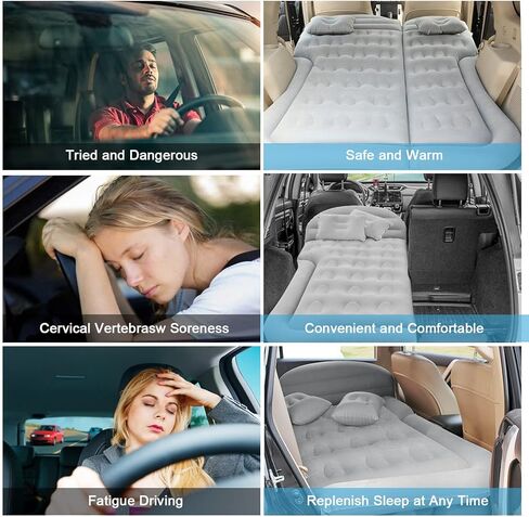 مرتبة هوائية للسيارة ISWEES، مرتبة هوائية لسيارات الدفع الرباعي، مرتبة سيارة لسيارات الدفع الرباعي، مرتبة كاملة مع مضخة كهربائية ووسادتين، مرتبة هوائية لسرير السيارة، وسادة نوم محمولة متدفقة للمنزل والتخييم والسفر في الهواء الطلق in Kuwait