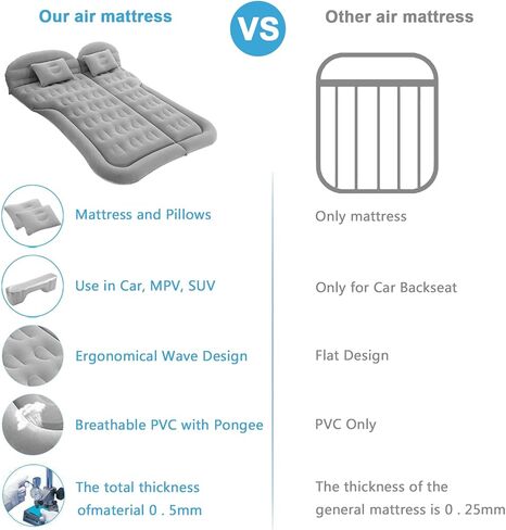 مرتبة هوائية للسيارة ISWEES، مرتبة هوائية لسيارات الدفع الرباعي، مرتبة سيارة لسيارات الدفع الرباعي، مرتبة كاملة مع مضخة كهربائية ووسادتين، مرتبة هوائية لسرير السيارة، وسادة نوم محمولة متدفقة للمنزل والتخييم والسفر في الهواء الطلق in Kuwait