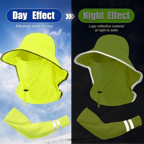 4 Pcs Sun Hat Fishing Hat with Face Cover Reflective Arm Sleeve Men Women Wide Brim Hat for Summer Gardening Fishing in Saudi Arabia