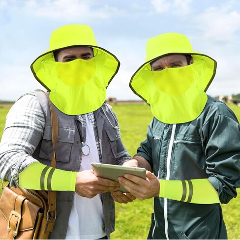 4 Pcs Sun Hat Fishing Hat with Face Cover Reflective Arm Sleeve Men Women Wide Brim Hat for Summer Gardening Fishing in Saudi Arabia