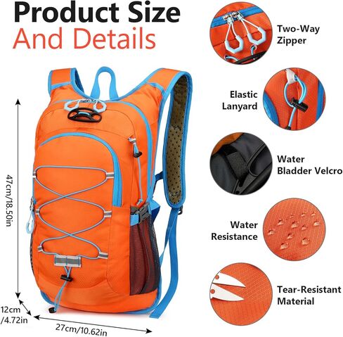 حقيبة ظهر للمشي لمسافات طويلة سعة 20 لتر، حقيبة ظهر صغيرة للترطيب، حقيبة ظهر للتخييم مقاومة للماء، بدون مثانة مائية in Kuwait