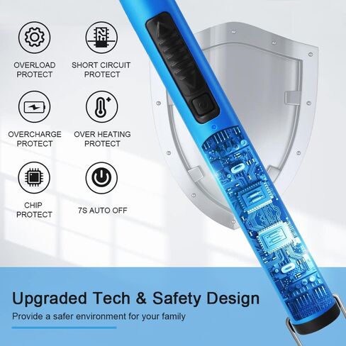 ولاعة فلورسنت من سوبروس تتوهج في الظلام برقبة مرنة 360 درجة قابلة لإعادة الشحن عبر USB ومضادة للرياح وآمنة ثلاثية للشموع والطهي والشواء في الحفلات (أزرق) in Kuwait