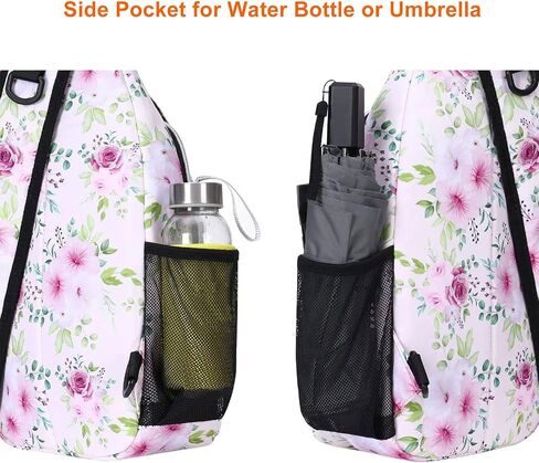 MOSISO Sling Backpack, Multipurpose Travel Hiking Daypack Rope Crossbody Shoulder Bag, Rose & Peach Flower in Saudi Arabia