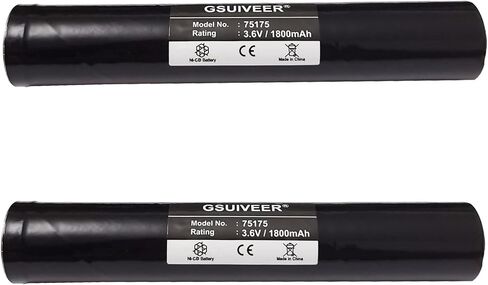 75175 بطارية قابلة للشحن 3.6 فولت 1800 مللي أمبير Ni-CD متوافقة مع Streamlight Stinger 75175 75375 75300 75500 75810 76000 76300، PolyStinger، Pelican M9، FL126 مصباح يدوي (1 حزمة) in Kuwait