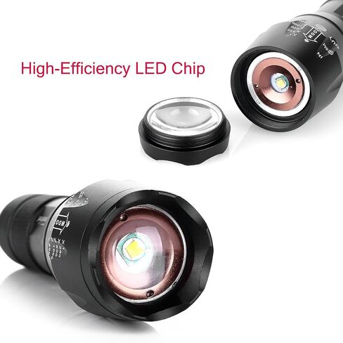 2 حزمة LED مصباح يدوي تكتيكي مقاوم للماء درجة عسكرية 2000 لومن 5 أوضاع تكبير وظيفة شعلة فائقة السطوع in Saudi Arabia