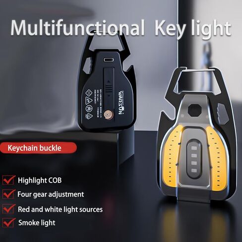 Amorlito Keychain Flashlight, 500 Lumens, 10-Hour Battery Life, 2m Drop Resistant, IPX5 Waterproof, 36g, Portable Keyring Design, Magnetic Base, Bottle Opener, Protective Case Included in Saudi Arabia